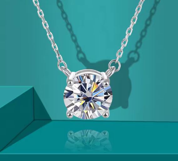 NeeTim Moissanite Pendant Necklace – D VVS1, 1ct to 5ct, 925 Silver