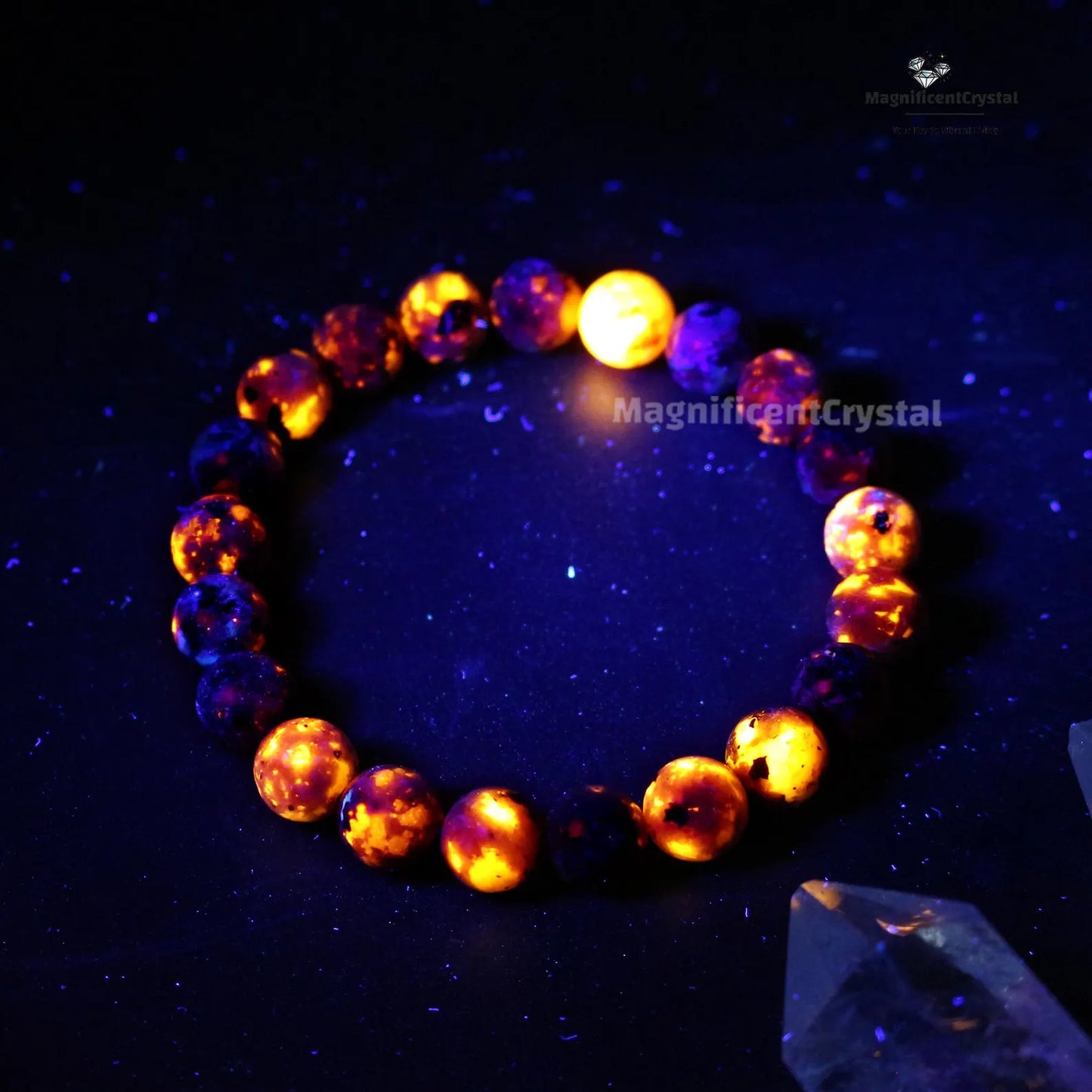 Natural Bracelet, Glow in the UV Light, UV Reactive Stone
