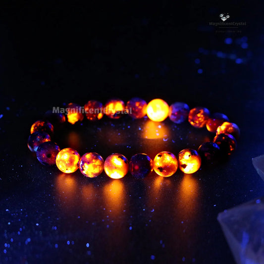 Natural Bracelet, Glow in the UV Light, UV Reactive Stone
