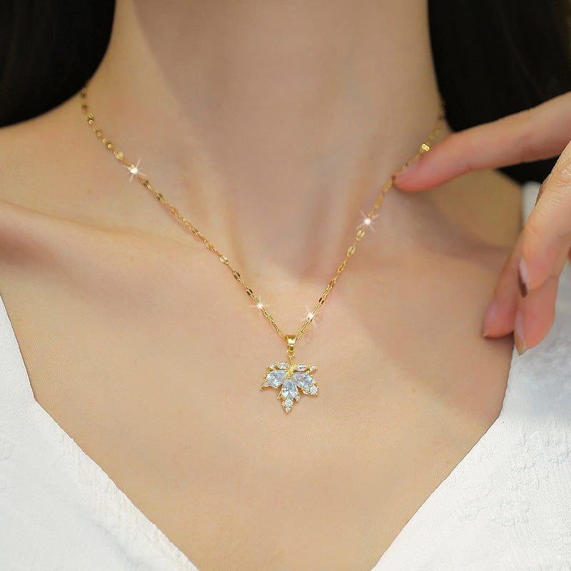 Fashion Micro-inlaid Necklace Earrings Set light Luxury